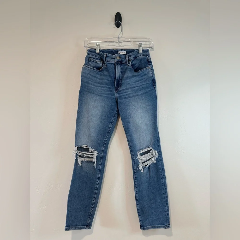 Good American Ripped Blue Skinny Jeans